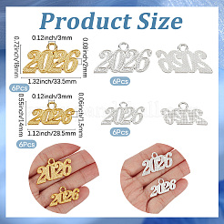 24個4スタイル亜鉛合金ペンダント  数2026  ゴールデン＆シルバー  14~18x28.5~33.5x1.5~2mm  穴：3mm  6個/スタイル&nbsp;FIND-SP0005-20