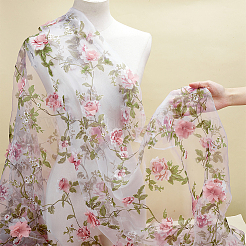 Diyの工芸品のためのポリエステル生地  花模様の長方形  ラベンダー  910x0.2mm&nbsp;DIY-WH0558-13