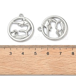 海をテーマにした304ステンレススチールペンダント  ステンレス鋼色  イルカとフラットラウンド  25x22x2mm  穴：1.6mm&nbsp;STAS-I367-02P-05