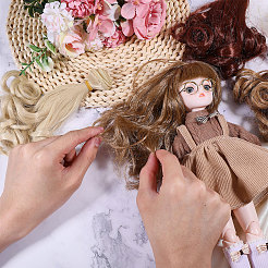 5個 5スタイル 高温ファイバー ロング 洋ナシ パーマ ヘアスタイル ドールウィッグ ヘア  DIYの女の子のためのbjdメイキングアクセサリー  ミックスカラー  5.91~39.37インチ（15~100cm）  1pc /カラー&nbsp;DIY-GL0005-63B