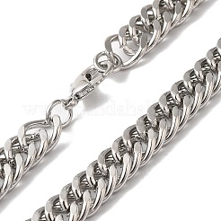 女性と男性のための鉄製キューバチェーンネックレス  プラチナ  23.62インチ（60cm）  リンク：11x9x1.7mm&nbsp;NJEW-A028-01B-P