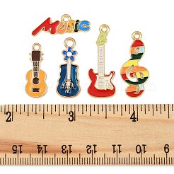 20個 5スタイル 楽器合金エナメルパンダント  ゴールドカラー  混合図形  10~31x9~25x1~2mm  穴：1.8~2mm  4個/スタイル&nbsp;FIND-FP0002-93