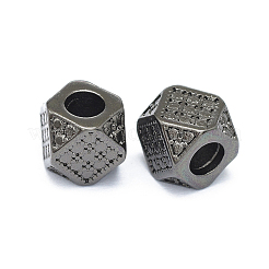 ラックメッキ真鍮製ビーズ  カドミウムフリー＆鉛フリー  長持ちメッキ  ポリゴン  ガンメタ色  6x6x6.5mm  穴：3mm&nbsp;KK-O125-03B