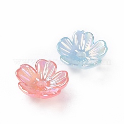 透明アクリルビーズキャップ  5  - 花びらの花  ABカラー  ミックスカラー  10.5x10.5x4mm  穴：1.6mm  約4166個/500g&nbsp;OACR-E013-01