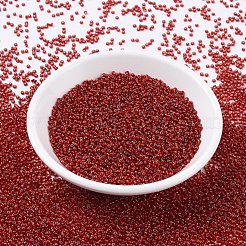 MIYUKIラウンドロカイユビーズ  日本製シードビーズ  (rr11) シルバーラインルビー  11/0  2x1.3mm  穴：0.8mm  約1100PCS /ボトル  10 G /ボトル&nbsp;SEED-JP0008-RR0011
