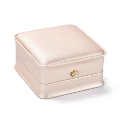 Puレザージュエリーボックス  レインクラウン付き  ブレスレット包装箱用  正方形  ピンク  9.6x9.4x5.2cm&nbsp;CON-C012-02D