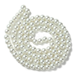 染めグラスパールラウンドビーズ連売り  ホワイト  4mm / 6mm / 8mm / 10mm / 12mm  穴：1mm  約70~216個/連&nbsp;HY-X0001-06