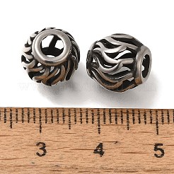 304ステンレススチールヨーロピアンビーズ  大穴ビーズ  波のあるロンデル  アンティークシルバー  10.5x10mm  穴：4mm&nbsp;STAS-D191-13B-AS