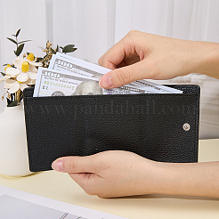 女性用PUレザー財布  長方形  ブラック  19~20.3x10x1.15cm&nbsp;AJEW-WH20002-43D