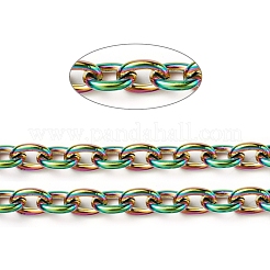 イオンプレーティング（IP）304ステンレススチールアズキチェーン  溶接されていない  スプールで  虹色  8x6x1.5mm  約32.8フィート（10m）/ロール&nbsp;CHS-O008-03M