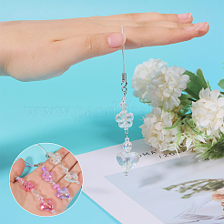 アクリル携帯ストラップ 9色3個  花とハート  ミックスカラー  14cm  3個/カラー&nbsp;HJEW-GO00075
