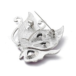 合金エナメルのブローチ  ラインストーン付き  蝶  プラチナ  54.5x43mm&nbsp;JEWB-C037-26B-P