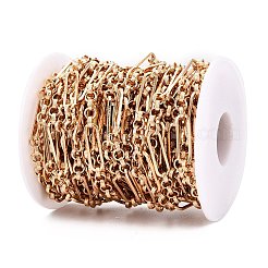 鉄楕円形リンクチェーン  溶接されていない  スプールで  ライトゴールド  20x6x1mm  リング：5x1.5mm  約32.81フィート（10m）/ロール&nbsp;CH-T005-08KCG