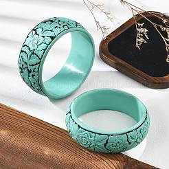 中国風の辰砂の腕輪  女性用彫刻漆器バングル  士官候補生ブルー  内径：2-3/8~2-3/4インチ（6.15~7.05cm）&nbsp;BJEW-U036-03
