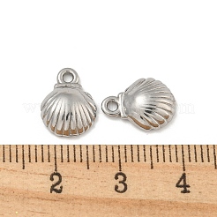 変色しない304ステンレススチールチャーム  貝殻の形のチャーム  ステンレス鋼色  12x9x3.5mm  穴：1.4mm&nbsp;STAS-N103-85P