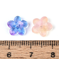 ベーキングペイント透明ガラスビーズ  花  ミックスカラー  9.5x10x2.5mm  穴：1.2mm&nbsp;DGLA-T004-38M