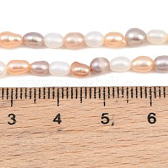 三色の天然養殖淡水真珠ビーズの連  ライス  ミックスカラー  3~4mm  穴：0.2mm  約79~80個/連  13.86''~13.98''（35.2~35.5センチメートル）&nbsp;PA-CBAFEE8-11