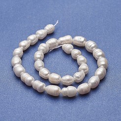 天然養殖淡水パールビーズ連売り  ポテト  ホワイト  8~14x8~10mm  穴：0.5mm  約31~32個/連  13.77~13.89インチ（35~35.3cm）&nbsp;PEAR-P060-03B-01