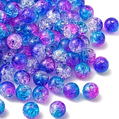 透明クラックルアクリルビーズ 50g  ラウンド  ミディアムブルー  8x7.5mm  穴：1.8mm&nbsp;CACR-YW0001-01D