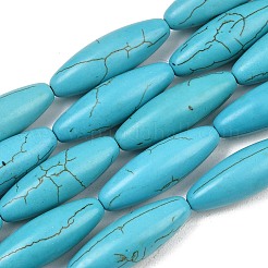 合成ハウライトビーズ  染め  ライス  ターコイズ  29~32x10~11mm  穴：1mm  約250個/キログラム&nbsp;TURQ-29X9-92