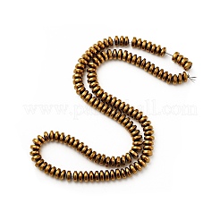非磁性合成ヘマタイトビーズ連売り  ロンデル  黄金メッキ  6x3mm  穴：1mm&nbsp;X-G-E001-14