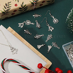 156pcs13スタイルチベットスタイルアロイペンダント  クリスマスツリー  アンティークシルバー  12~26.5x7~18x2~4.5mm  穴：1.4~2mm  12個/スタイル&nbsp;FIND-CA0011-19