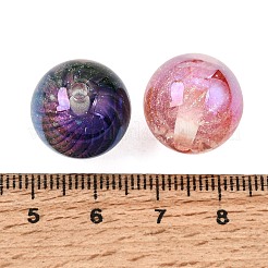 蓄光メッキ透明樹脂ビーズ  花の丸  グリッターパウダー付き  暗闇で光る  グラデーションカラー  ミックスカラー  16~16.5mm  穴：2.5mm&nbsp;RE-CBA5A76-16