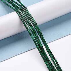 合成マラカイトビーズ連売り  コラム  4x2.5mm  穴：1mm  約87個/連  14.88~15.12インチ（37.8~38.4cm）&nbsp;G-M389-17