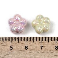 UVメッキ不透明アクリルビーズ  虹色の  スモモの花  ミックスカラー  12.5x13x8mm  穴：2mm&nbsp;MACR-L007-06A