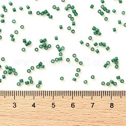 シリンダーシードビーズ  つや消し色  均一サイズ  グリーン  2x1.3~1.5mm  穴：0.8~1mm  約888個/10g&nbsp;X-SEED-H001-C09