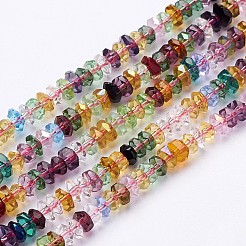 ガラスビーズ連売り  クリスタルのサンキャッチャー  ミックスカラー  多面カット  ロンデル  直径約6mm  厚さ3mm  穴：1mm  約125個/連  15インチ&nbsp;GF3x6mm-5