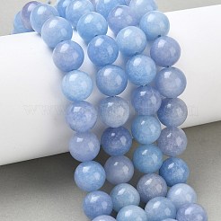 天然の天然翡翠ビーズ連売りを染めた  ラウンド  ライトスカイブルー  12mm  穴：1.2mm  約16個/連  7.48インチ（19cm）&nbsp;G-G021-01D-07