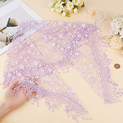 女性用布製ポリエステルヘッドバンド  三角形のレーストリムのヘアアクセサリー  ライラック  1320x420x0.5mm&nbsp;OHAR-WH20012-01A-04