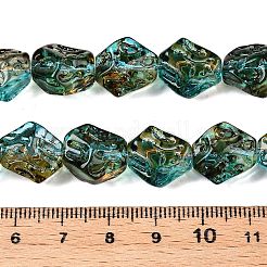 電気メッキガラスビーズセット  ナゲット  ティール  13.5~14x13.5x10mm  穴：0.9mm  約49~50個/連  26.97~27.56インチ（68.5~70cm）&nbsp;EGLA-N012-09D