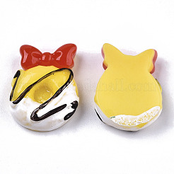 樹脂カボション  模造食品  ちょう結びのドーナツ  きいろ  18~19x14~15x6mm&nbsp;CRES-N022-116E
