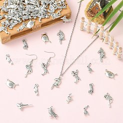 80pcs8スタイルチベットスタイルアロイペンダント  鳥のチャーム  アンティークシルバー  16~25.5x8~18x2~8mm  穴：1.6~2mm  10個/スタイル&nbsp;FIND-CJ0006-09