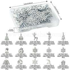 チベットスタイルのクリスマス合金ペンダント40個、15つのスタイル  アンティークシルバー  混合図形  20x15.5x1.5mm  穴：1.5mm&nbsp;TIBEP-FS0001-42