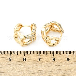 真鍮製クリアキュービックジルコニアダングルイヤリング  チェーンチャーム  18KGP本金メッキ  14.5x11x16mm&nbsp;EJEW-Q016-04G