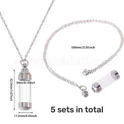 316ステンレススチールペンダントネックレス  アクリル製の骨壷と遺灰のネックレス  ステンレス鋼色  22.05インチ（56cm）&nbsp;NJEW-CA0001-18