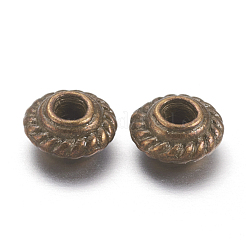 チベット風スペーサービーズ  アンティークブロンズ  カドミウムフリーと鉛フリー＆ニッケルフリー  5x3mm  穴：1.2mm&nbsp;MLF0149Y-NF