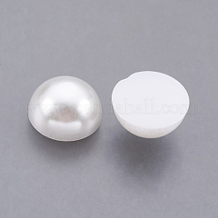 ABSプラスチックパール調カボション  半円  ホワイト  11x5.5mm&nbsp;SACR-S738-11mm-Z9
