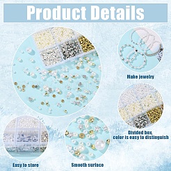 DIY ストレッチ ブレスレット ジュエリー キット  ABSプラスチックイミテーションパールビーズを含む  ccbプラスチックスペーサービーズ  ミックスカラー  4mm  穴：1.6mm  2色  200個/カラー  400pc&nbsp;DIY-YW0011-61