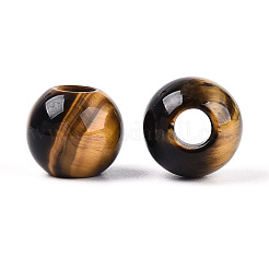 ナチュラルタイガーアイヨーロッパビーズ  大穴ビーズ  ロンデル  14x12mm  穴：5mm&nbsp;G-T092-14mm-12A