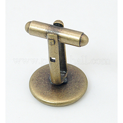 アンティークブロンズ真鍮カフスボタン  アパレルアクセサリのカフスボタンパーツ  ニッケルフリー  27x16mm  トレイ：14mm&nbsp;X-KK-E063-AB-NF