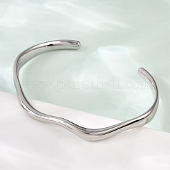 女性用 304 ステンレススチール オープンカフバングル  ステンレス鋼色  1/4インチ（0.78cm）  内径：2-1/2インチ（6.2cm）&nbsp;BJEW-R019-03P-01