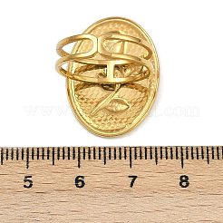 ローズ柄の楕円形304ステンレススチール製エナメル指輪（女性用）  イオンプレーティング（ip）  18KGP本金メッキ  ミックスカラー  オーバル：25.5x18.5mm  内径：17mm&nbsp;RJEW-G355-10G