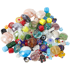 120個7スタイル手作りランプワークビーズ  混合図形  ミックスカラー  3.7~10x3.7~16x2.5~9mm  穴：0.5~2mm&nbsp;LAMP-SC0001-59