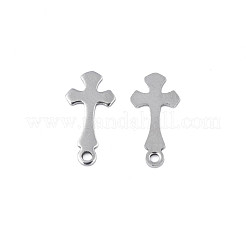 変色しない201ステンレススチールチャーム  空白タグのスタンプ  クロス  ステンレス鋼色  14x7x0.5mm  穴：1.2mm&nbsp;STAS-N095-113