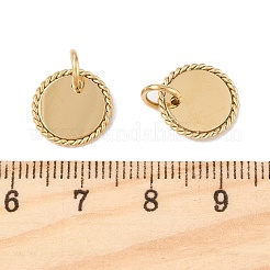 304ステンレススチールチャーム  丸カン付き  フラットラウンドのチャーム  14KGP本金メッキ  12x1mm  穴：3.8mm&nbsp;STAS-L022-548A-G