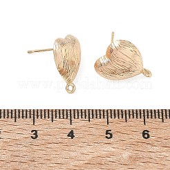 真鍮製スタッドピアスパーツ  ハート  カン付き  18KGP本金メッキ  16x13.5mm  穴：1.2mm  ピン：0.9x11mm&nbsp;KK-D263-05G